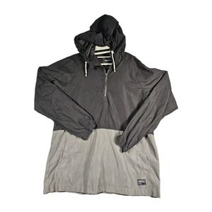 Ezekiel Mens XL Black Grey Colorblock‎ Hoodie Pullover Jacket 1/4 Zip Casual